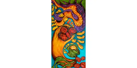 Sans titre, 2022, acrylique sur panneau de bois, 24 X 48 po (61 X 120 cm)