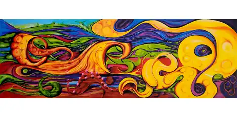 Abreviation, 2023, acrylique sur toile, 72 X 24 po (183 X 61 cm)