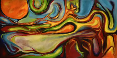 Sans titre, 72 X 36 po, acrylique sur toile 2023