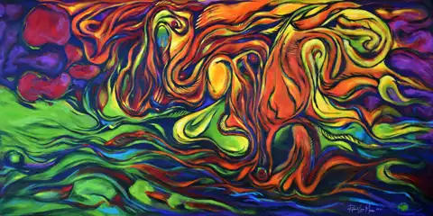 Flamingo, 48 X 24 po, acrylique sur bois 2021