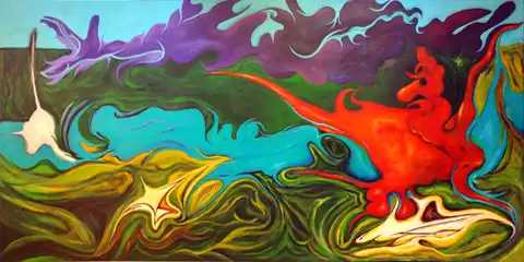 Home Sweat Home, 72 X 36 po, acrylique sur bois 2021