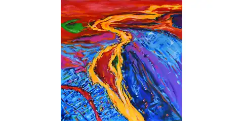 Mekong, 2021, acrylique sur toile, 20 X 20 (51 X 51 cm)