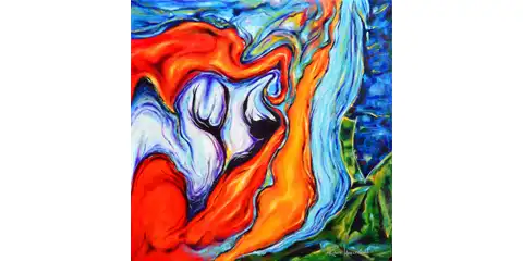 Kiss, 2021, acrylique sur toile, 20 X 20 (51 X 51 cm)